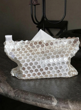 法式中古贝母亮片装饰纸巾盒