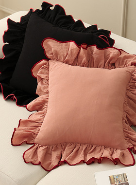 Ins lace-edge black fungus pillowcase for sofa cushion cover