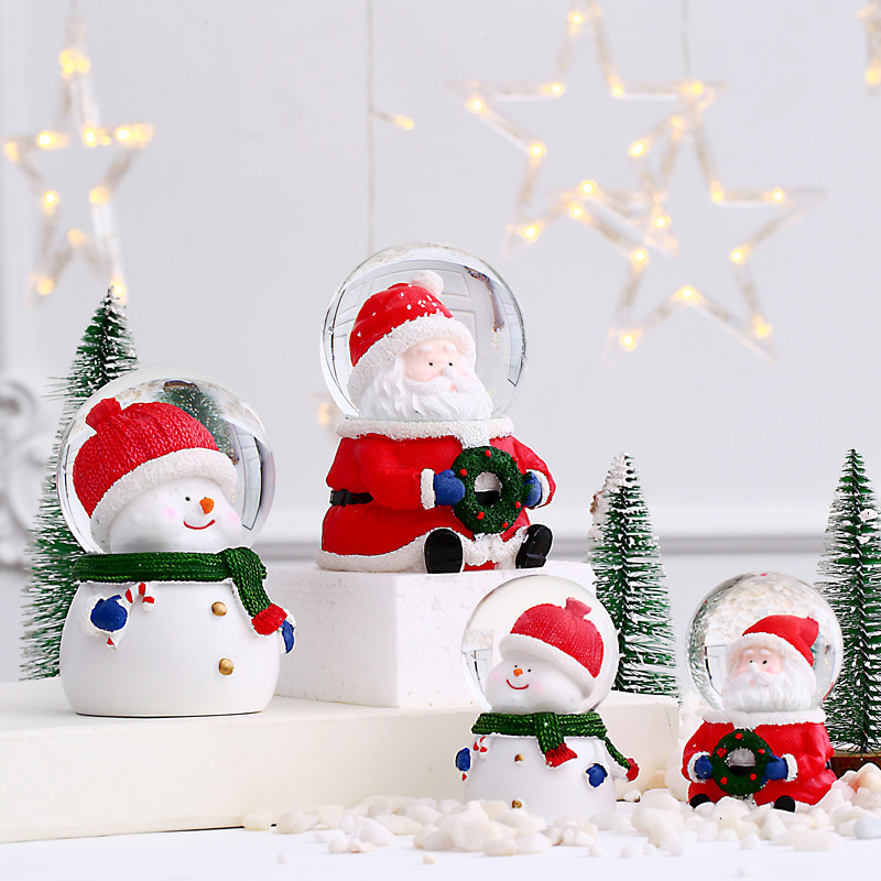 new santa claus with light crystal ball tabletop ornament r