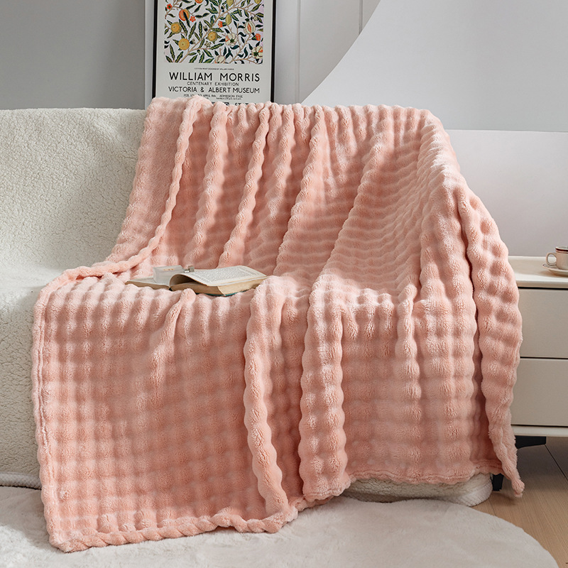 夏季高克重泡泡兔兔法兰绒毛毯空调沙发盖毯珊瑚绒小毯 blanket