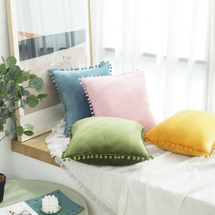 Velvet solid color sofa pillowcase lace fluffy cushion cover
