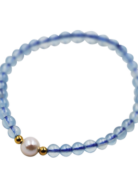 白露手串黄金999礼物天然海蓝宝