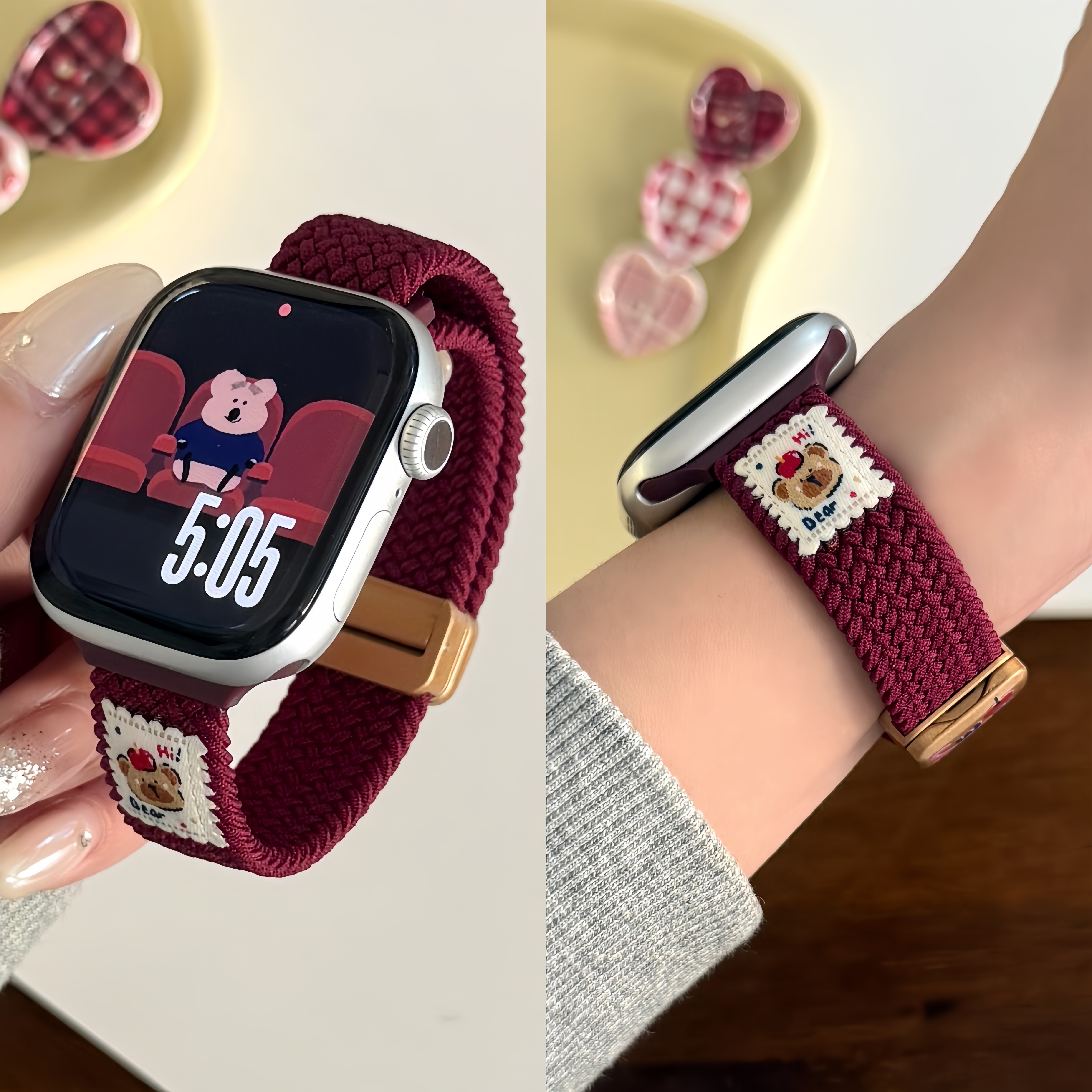 适用iwatch尼龙编织磁吸表带