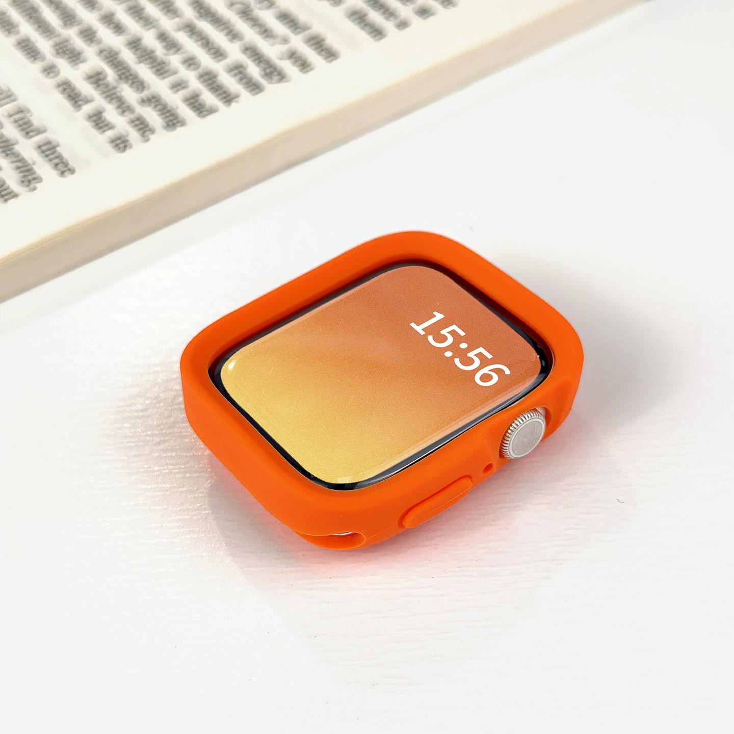 适用applewatch硅胶保护壳S10边框壳iwatchS9/8/7/se代半包软壳41mm45mm苹果手表冰川透明防摔保护套创意ins