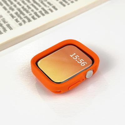 适用applewatch硅胶保护壳S10边框壳iwatchS9/8/7/se代半包软壳41mm45mm苹果手表冰川透明防摔保护套创意ins