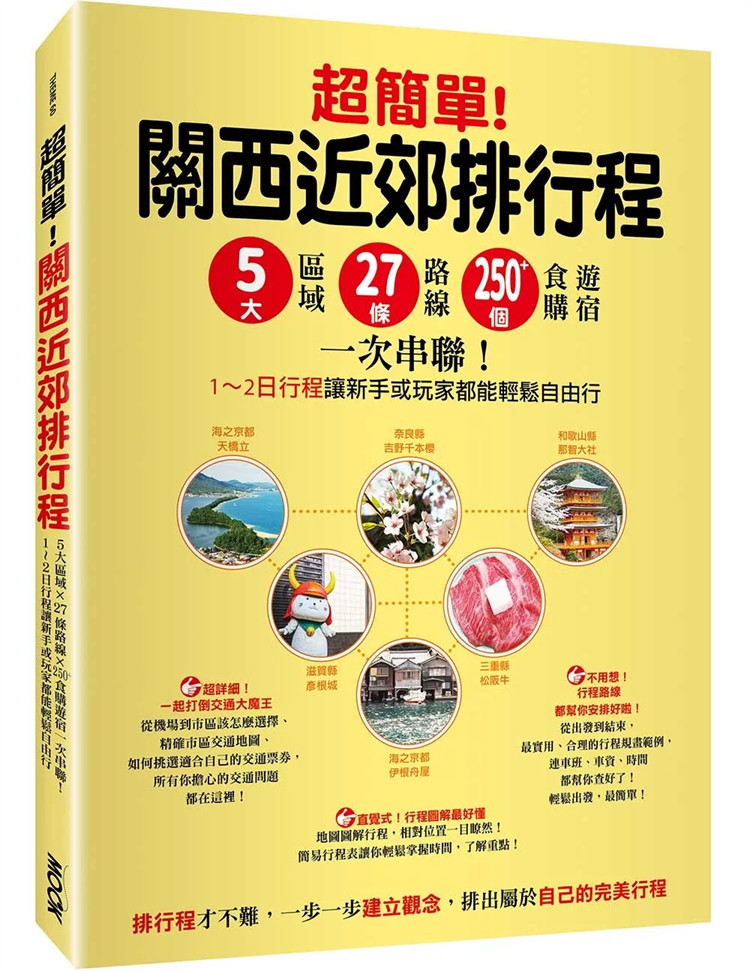现货 超简单!关西近郊排行程 : 5大区域x27条路线x250+食购游宿一次串联!1~2日行程让新手 24 墨刻编辑部 墨刻 进口原版 奈良地图