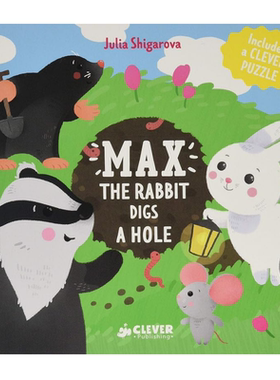 %现货 英文绘本Max The Rabbit Digs A Hole: Includes a Clever Puzzle t小兔子麦克斯文脉 原版进口
