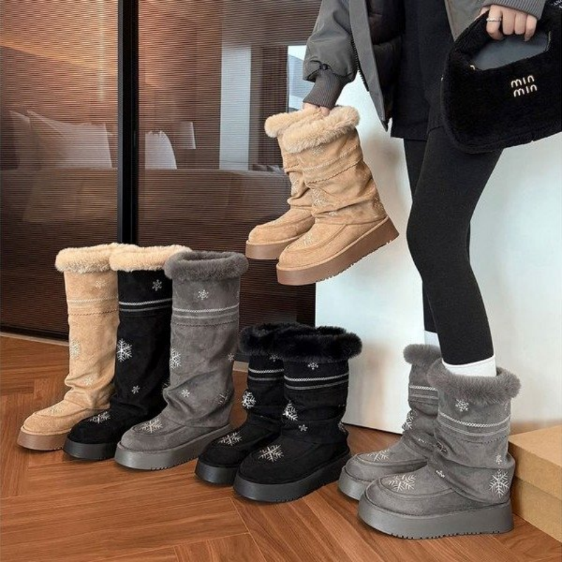 2025超火灰色厚底增高棉鞋