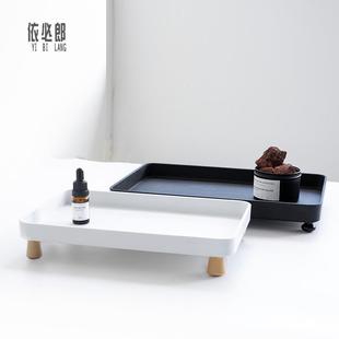 foot 北欧Wooden tray木脚托盘长方形家用水杯磨砂收纳盘香水茶盘