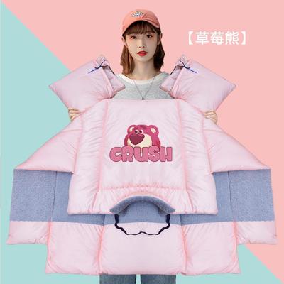 草莓熊挡风被电动车冬季加绒加厚加大防水双面新款亲子电动车通用