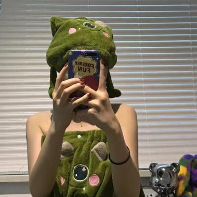 珊瑚绒干发帽女可爱高颜值搞怪卡通女孩帽子款干发巾洗头神器儿童