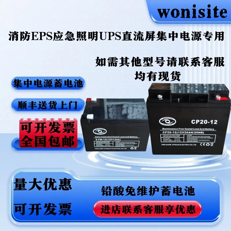 wonisite铅酸蓄电池EPS集中照明应急电源UPS直流屏用现货12V36V