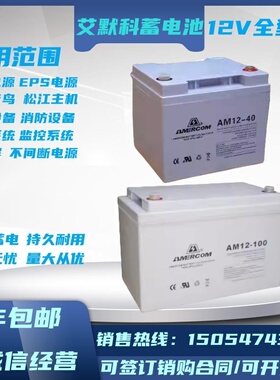 AMERCOM艾默科蓄电池AM12-40 12v7AH20AH40AH65AH100AH直流屏UPS