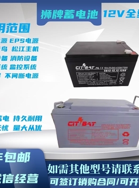 狮牌CITBAT蓄电池CB12-26 12V12AH20AH26AH40AH65AH100A直流屏UPS