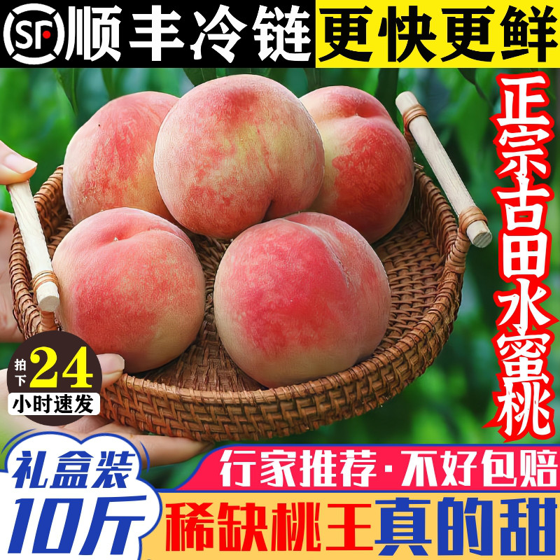 正宗古田水蜜桃白凤桃福建脆甜大桃子当季新鲜水果礼盒装【精品】