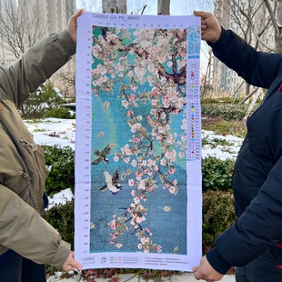 纯手工绣好的十字绣成品新款花鸟图喜上眉梢喜鹊梅花鸟语花香挂画