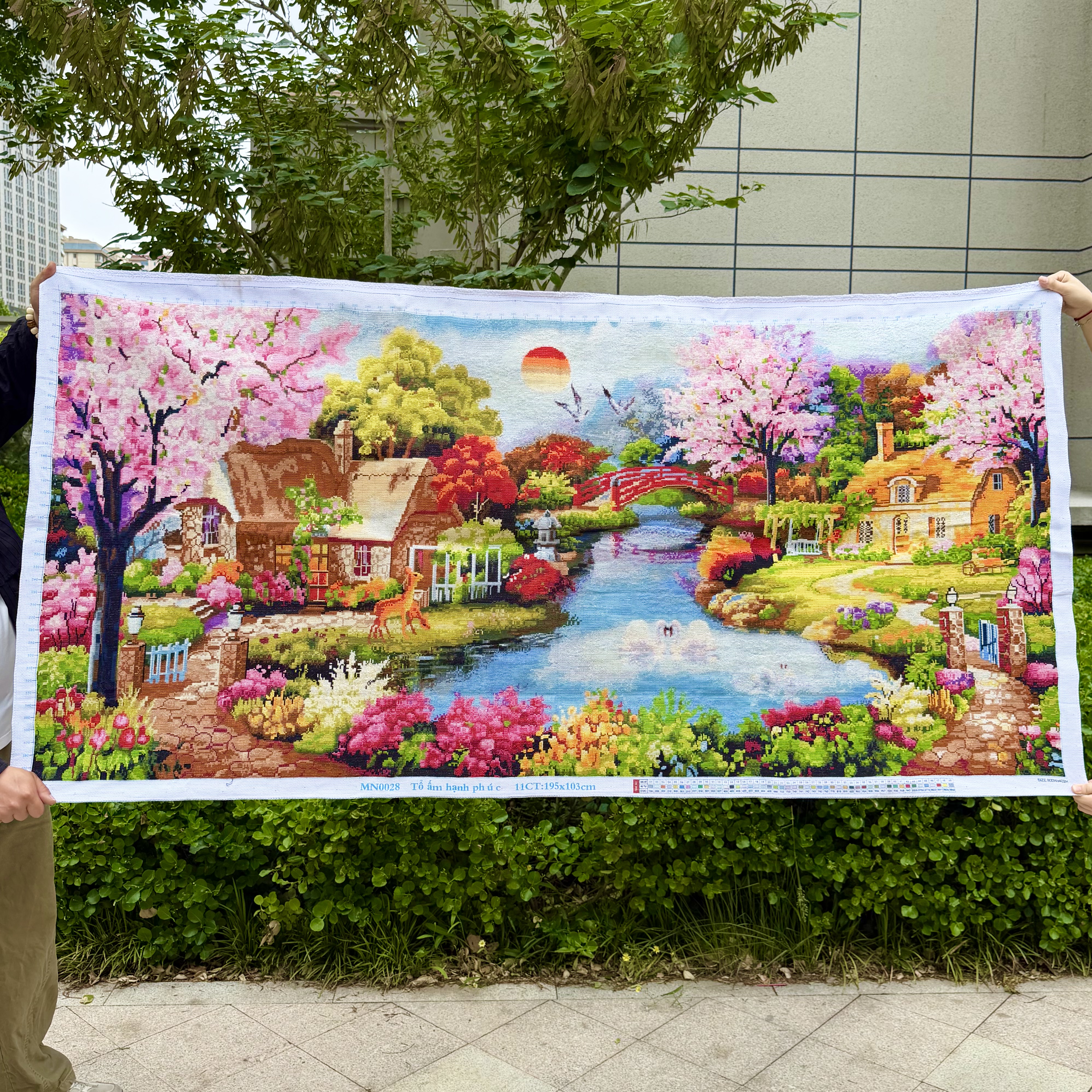 梦幻家园纯手工十字绣成品新款花园小屋客厅大幅欧式风景装饰挂画