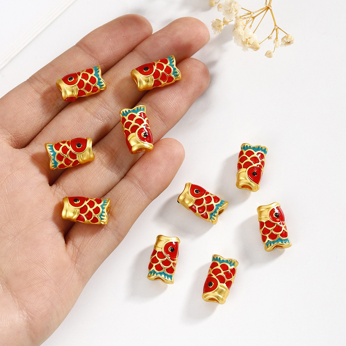 促销爆款新款古法沙金滴油锦鲤吊坠diy手链饰品配件