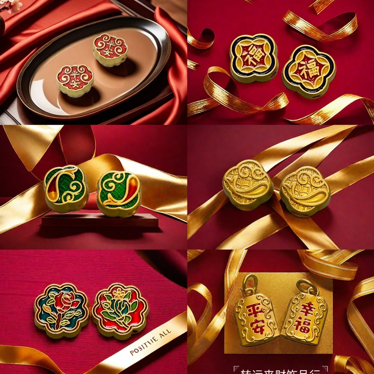 古法沙金景泰蓝莲花珐琅隔珠福字手链配饰diy串珠配件