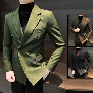 秋冬季 外套2025新款 商务休闲单西高级感痞帅12211e 西装 英伦风男士