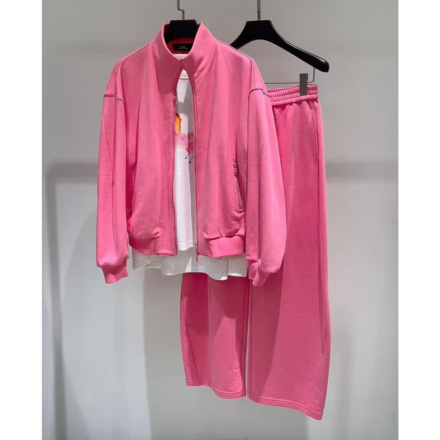 小香风高级感运动套装女2026春季新款巨好看玫红色卫衣外套两件套