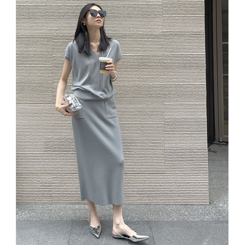 运动套装女2025夏季新款宽松韩版休闲灰色百搭上衣半身裙两件套潮