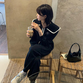 高级感穿搭娃娃领加绒卫衣卫裤 新款 两件套 女2025秋季 休闲运动套装