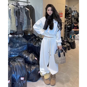 韩式 白色高级感加绒加厚卫衣卫裤 搭配一整套冬装 运动套装 巨好看