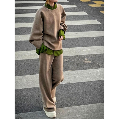 空气层棉松弛感卫衣韩系运动套装