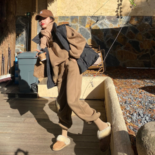 运动套装女2025秋冬新款小个子高级感休闲时尚加绒加厚卫衣两件套