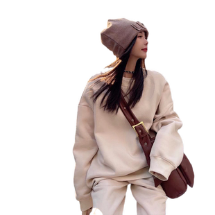 运动套装女2025秋冬新款小个子高级感休闲时尚加绒加厚卫衣两件套