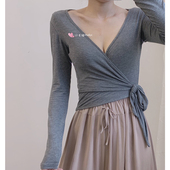 莫代尔瑜伽健身长袖 防晒衣外套罩衫 绑带打结上衣女夏季 外搭薄开衫