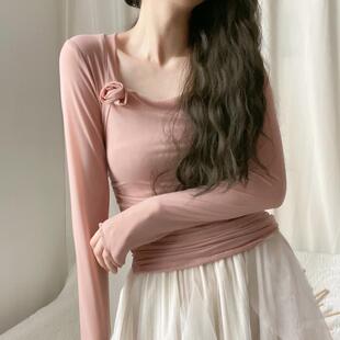 古典舞网纱上衣身韵形体服日常练功服中国舞演出服长袖上衣老师女