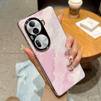 官方水彩适用opporeno12手机壳reno12pro套reno新款reno11皮纹reno11pro高级感全包电镀防摔软边女曲屏系列