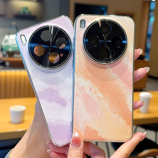 适用vivox300手机壳x300pro保护套por素皮新款vivo高级创意水彩皮纹全包男女款奢华超薄电镀软防摔曲面屏外壳