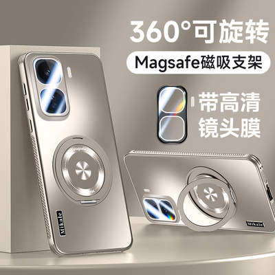 适用iQOONeo11手机壳磁吸360旋转支架磨砂新款vivo镜头膜纯色高级感iqooneo11外壳防摔全包散热边超薄保护套