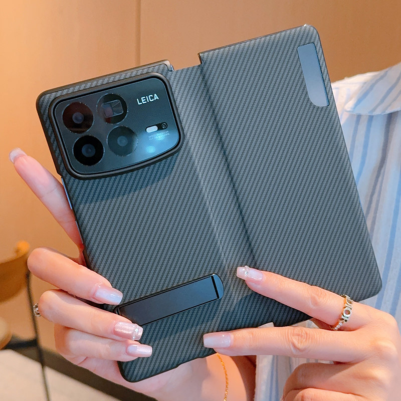 碳纤维纹适用小米mixfold4手机壳翻盖全包皮套米MixFold4折叠屏MIXFOLD4防摔保护套带支架高级感男女时尚简约