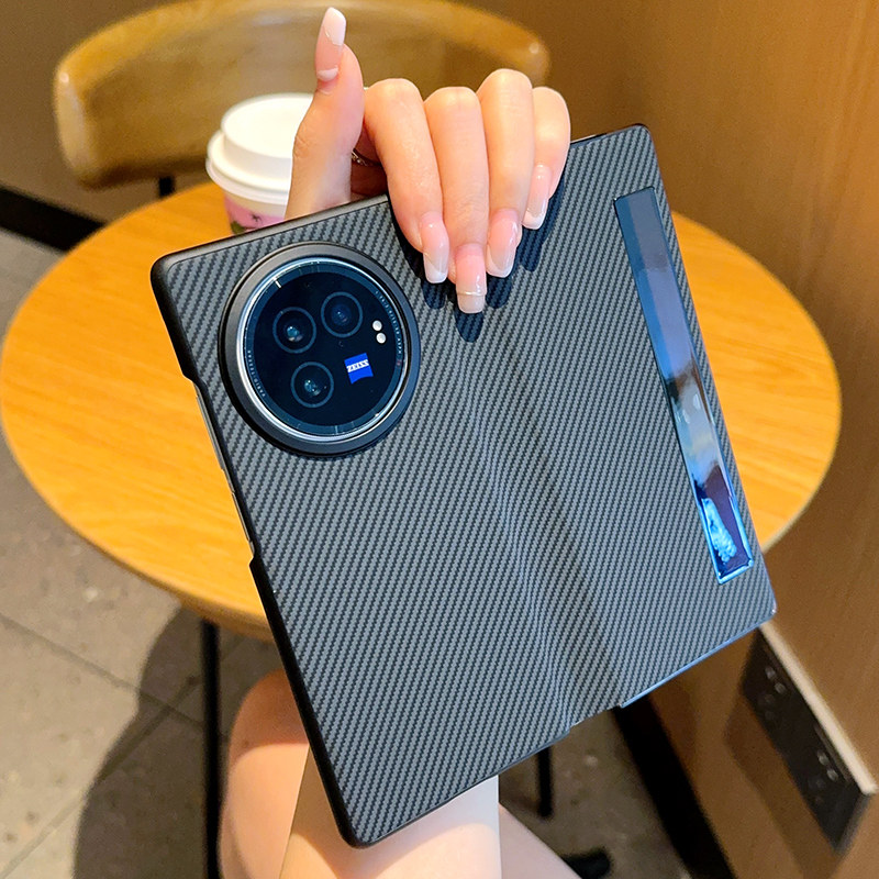 碳纤维纹适用vivoxfold3手机壳翻盖全包皮套步步高XFold3pro折叠屏防摔保护套XFOLD3高级感男女个性时尚简约