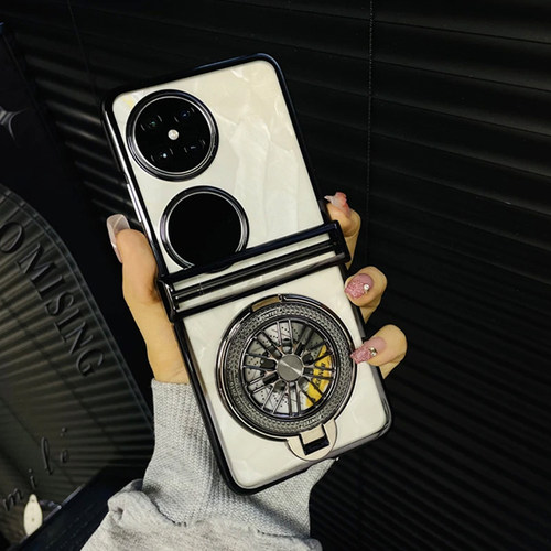 适用华为p50pocket手机壳宝盒磁吸陀螺旋转支架pockets新款防摔pock折叠屏新品女款pocket2全包保护高档壳