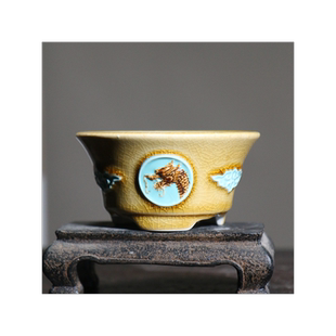 紫砂花盆盆景盆日式手绘美工盆珐琅彩景德镇菖蒲盆觅陶乡出口外贸