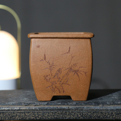 宜兴苏兵正方形四方形盆紫砂