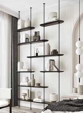 顶天立地置物架现代铁艺极简书架开放式陈列展示架客厅办公室隔断