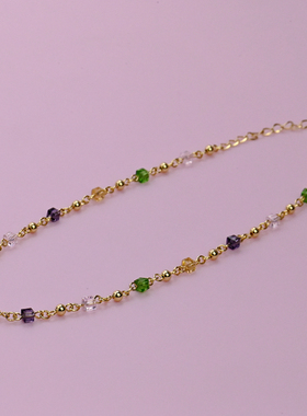 女彩色琉璃水晶项链璀璨闪亮轻奢