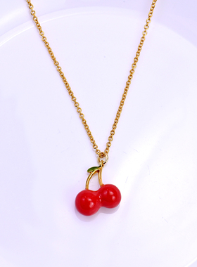 水果红色小樱桃清新甜美少女项链