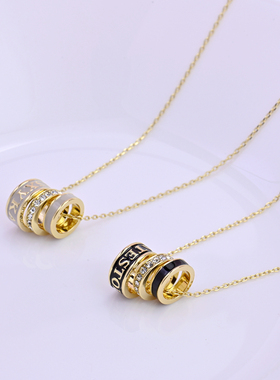 女镶钻圆环可拆卸多坠转运珠项链