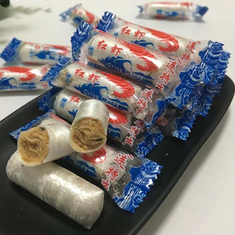 红虾糖大连特产500g喜糖果结婚海鲜花生芝麻酥心散装糖果大虾酥糖