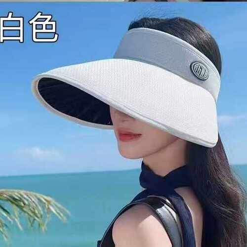 香港高端新款韩版空顶防晒帽女夏季防紫外线大檐遮阳帽子户外休闲