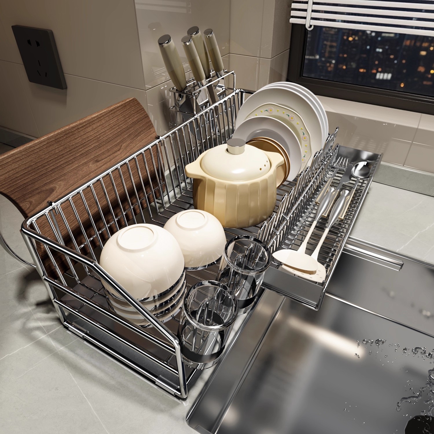 不锈钢沥水架厨房收纳架