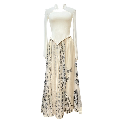 古旗皇古典舞练功服长袖纱衣旗袍领修身上衣舞蹈服中国风舞演出服