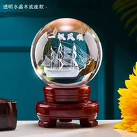 Прозрачный шар диаметром 8 см с гладкой внутренней резьбой + деревянная основа.